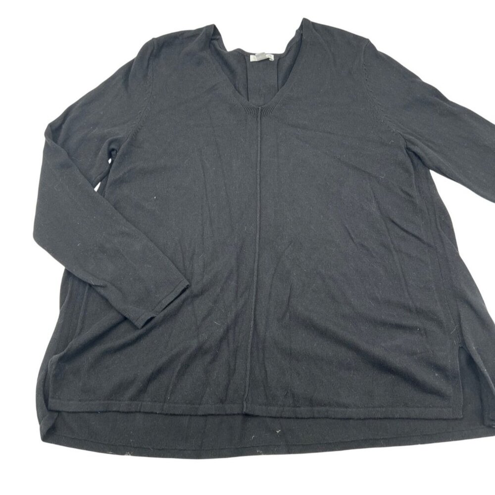 J. Jill Women's V-Neck Long Sleeve Lightweight Sweater‎ Top Black Medium loose